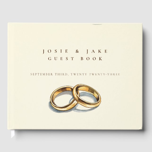 Livre d'invité Mariage intemporel avec anneaux d'o (Recto)