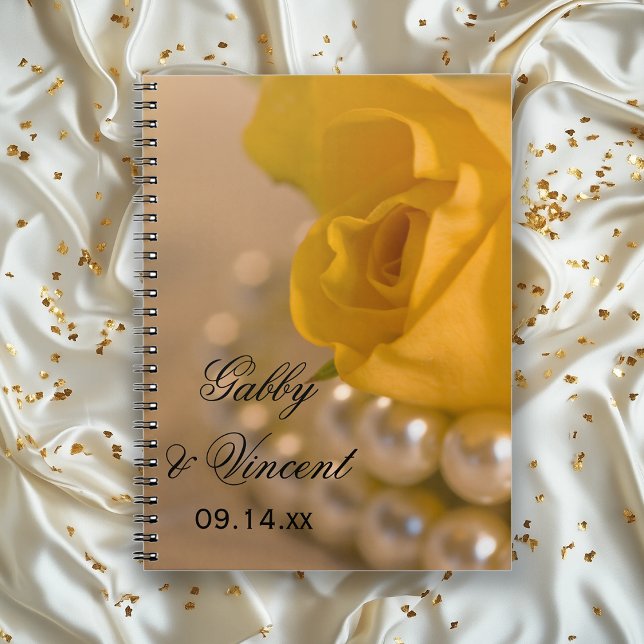 Livre d'invité Mariage Rose jaune et perles blanch (Créateur téléchargé)