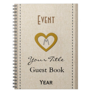 Livre d'invité mignon personnalisé de coeur d'or