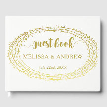 Livre d'invité minimal Elegant Gold Wreath Mariage