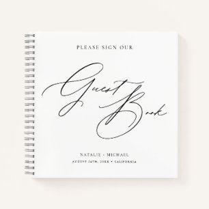 Livre d'invité minimaliste en noir blanc Mariage s