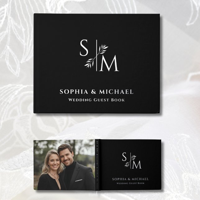 Livre d'invité moderne Black Rose Gold Foil Guestb (Créateur téléchargé)