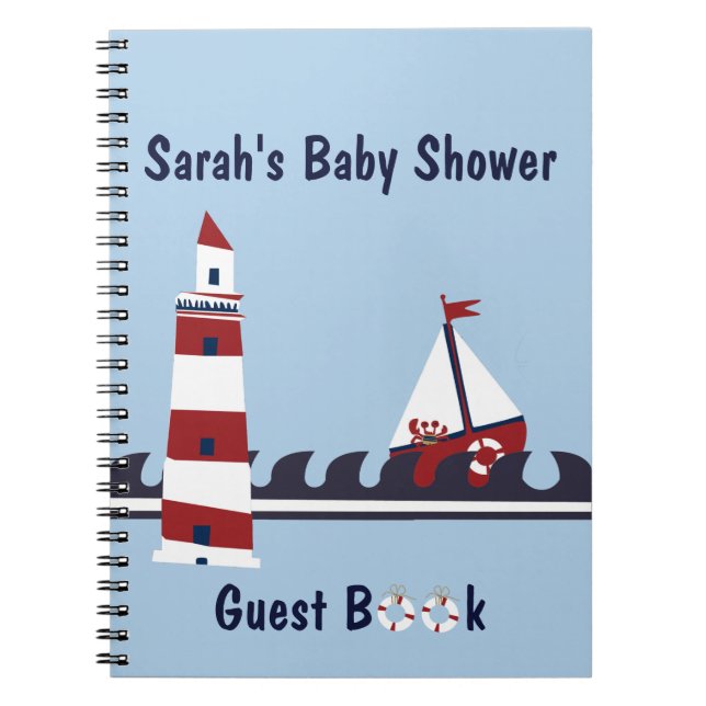 Livre d'invité nautique de scène d'océan de baby (Devant)