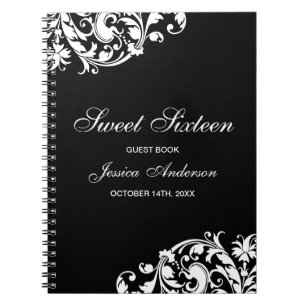 Livre d'invité noir et blanc du bonbon 16 à
