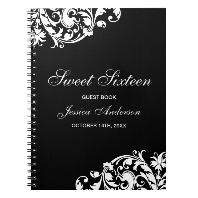 Livre d'invité noir et blanc du bonbon 16 à (Devant)