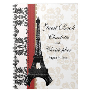 Livre d'invité parisien rouge de mariage de Tour