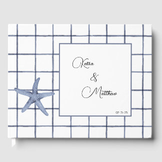 Livre d'invité personnalisé Blue Tropical Watercol