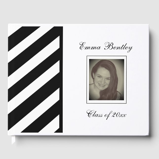 Livre d'invité photo personnalisé "Stripes" (Recto)