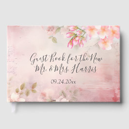 Livre d'invité romantique rose floral