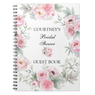 Livre d'invité rose de pavots de pivoines de roses