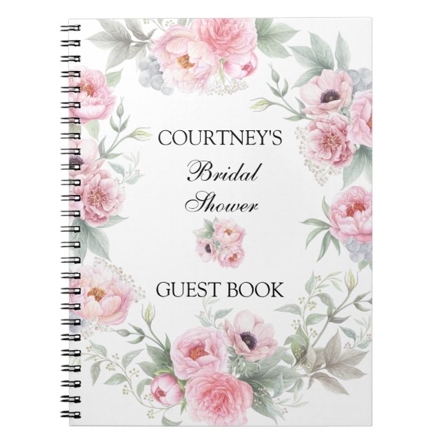 Livre d'invité rose de pavots de pivoines de roses (Devant)