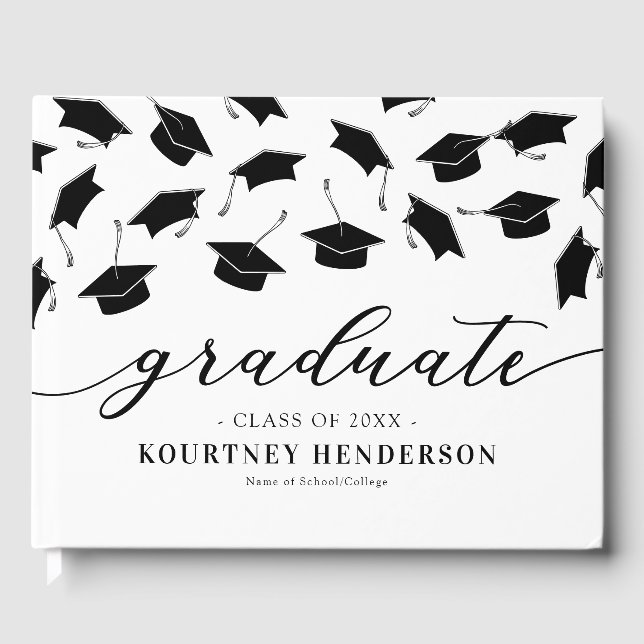 Livre d'invité simple Black White Graduation (Recto)