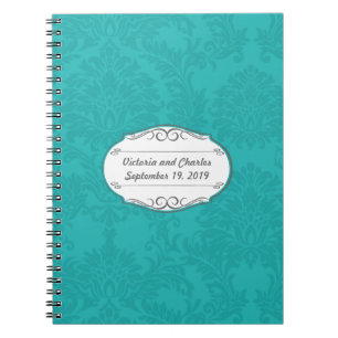 Livre d'invité Turquoise Mariage damassé Planning