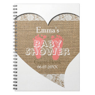 Livre d'invité vintage de baby shower de dentelle