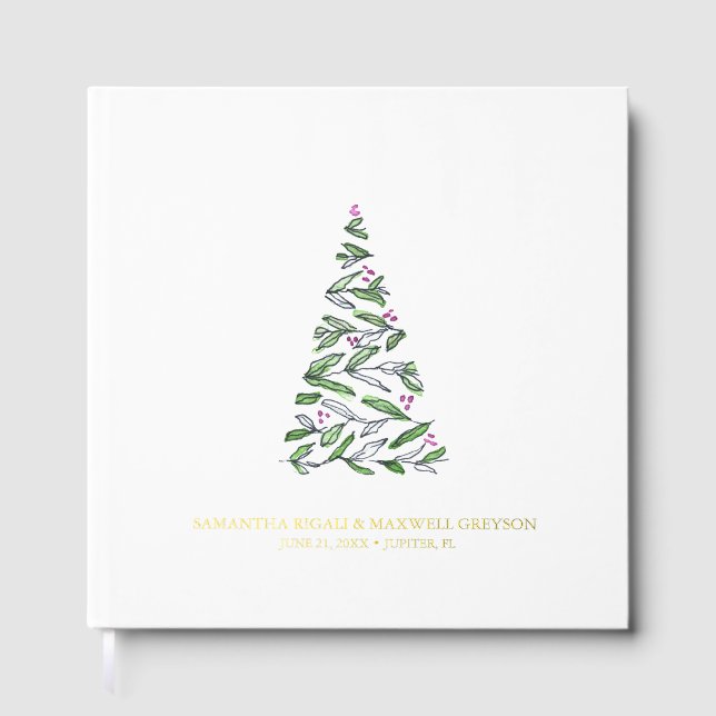 Livre d'invités de Noël Aquarelle Arbre (Recto)