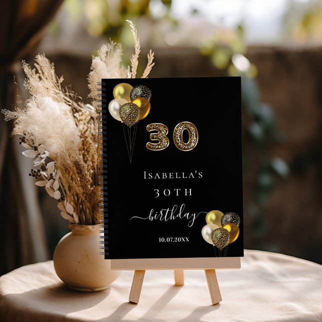 Livre d'invités empreinte de léopard d'or noir 30e (Créateur téléchargé)