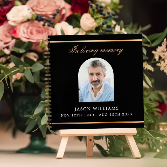 Livre d'invités funérailles funéraires noir or pho (Créateur téléchargé)