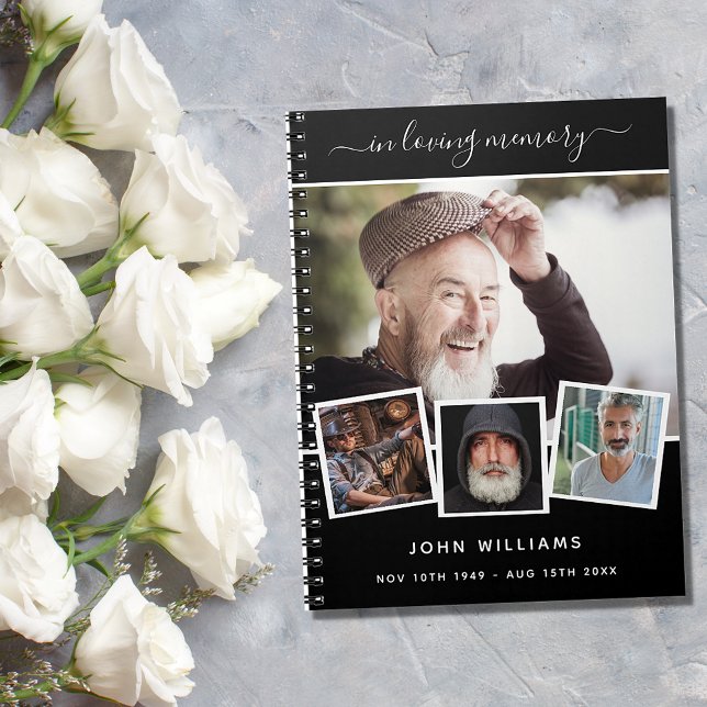 Livre d'invités funérailles photo collage noir mém (Créateur téléchargé)