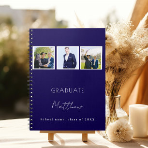 Livre d'invités graduation marine bleu nom photo