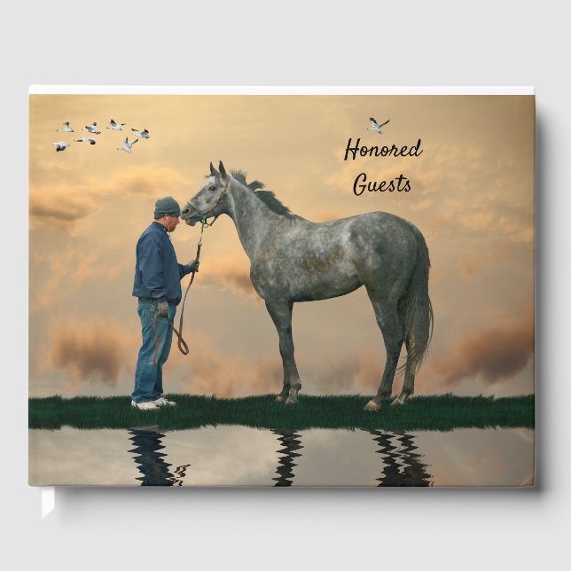 Livre D'Invités Gray Horse And Groom OTTB (Recto)