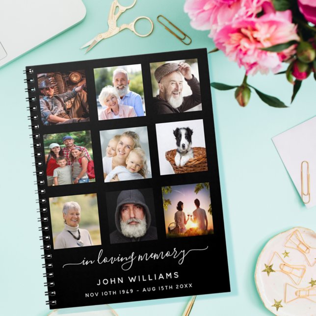 Livre d'invités photo collage noir mémorial funéra (Créateur téléchargé)