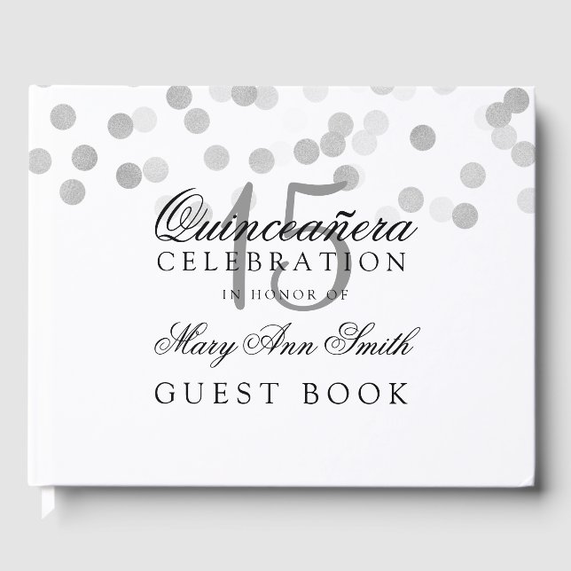 Livre d'invités Quinceanera Silver Foil Parties sc (Recto)