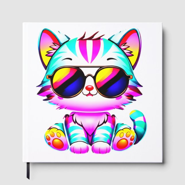Livre d'invités..."Super Neon Cat Wall Art - Vibra (Recto)