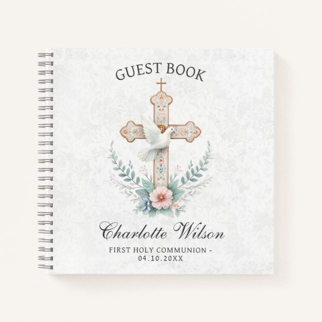 Livre d'invités White Dove First Holly Communion (Devant)
