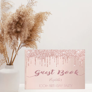 Livre D'or 100e anniversaire rose or parties scintillant gout