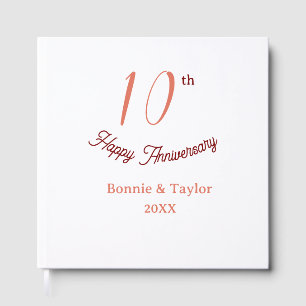 Livre D'or 10e anniversaire de mariage nom pastel pêche rétro