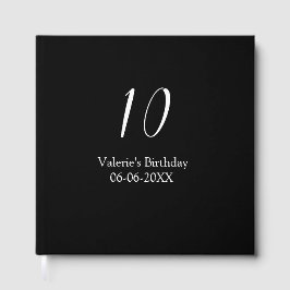 Livre D'or 10th birthday white black name date calligraphy 