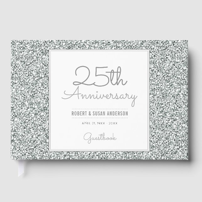 Livre D'or 25e anniversaire Faux Parties scintillant d'argent (Recto)