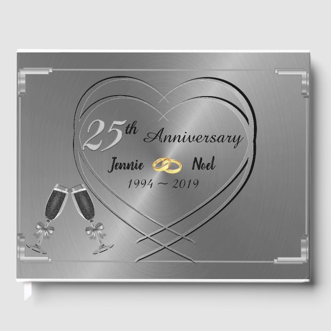 Livre D'or 25e anniversaire Mariage d'argent personnalisé (Recto)