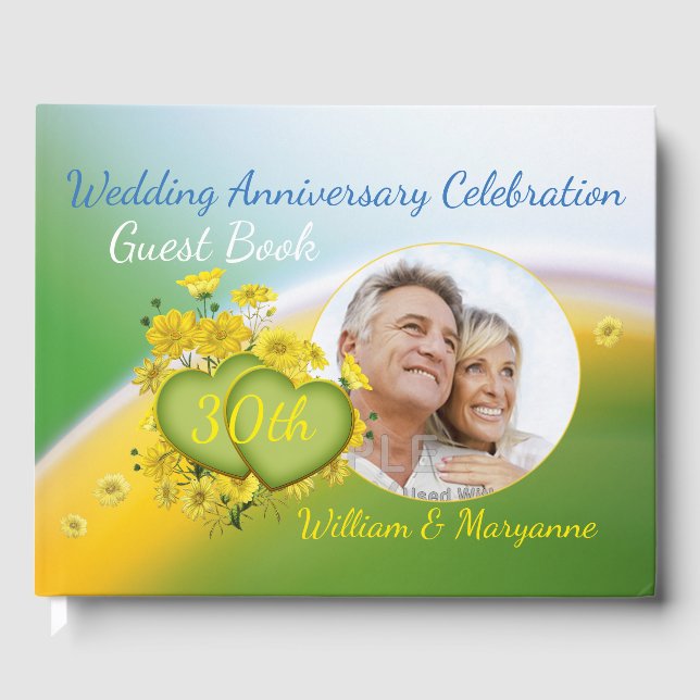 Livre D'or 30e anniversaire Mariage Fête Fleurs jaunes (Recto)