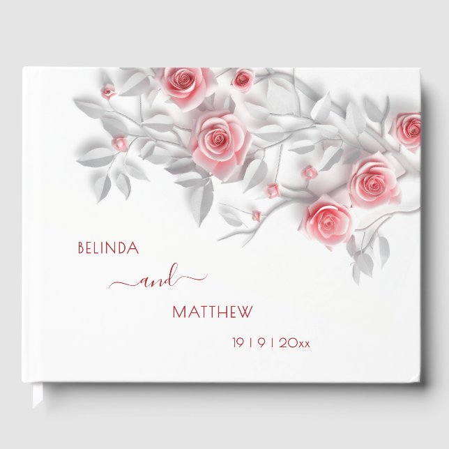 Livre D'or 3D Pink Gray Roses | Wedding (Recto)