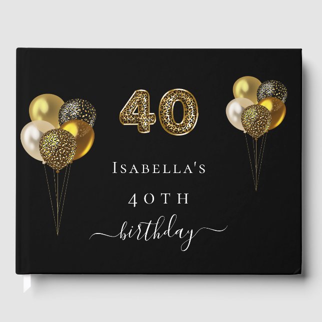 Livre D'or 40e anniversaire ballons empreintes de léopard en  (Recto)