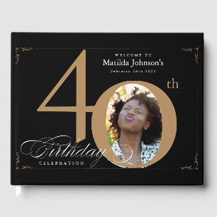 Livre D'or 40e anniversaire Black Gold Calligraphy Elégante P