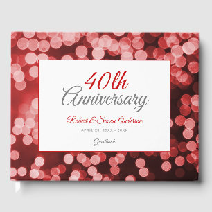 Livre D'or 40e anniversaire de mariage Élégant Bokeh rouge