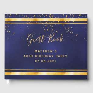 Livre D'or 40e anniversaire marine bleu confetti or