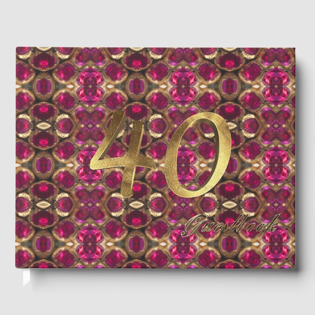 Livre D'or 40e Anniversaire Ruby Gold Motif 'Elégant (Recto)