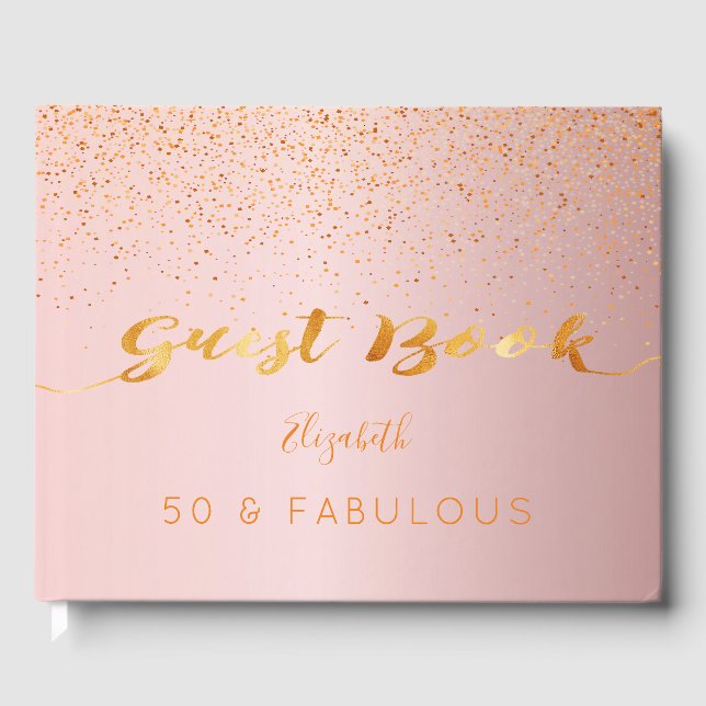 Livre D'or 50 Fabuleux confetti rose pâle d'anniversaire (Recto)