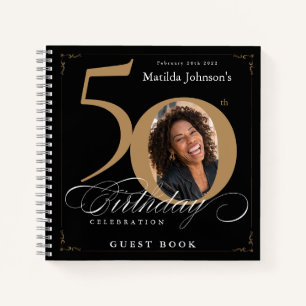 Livre d'or 50e anniversaire Black Gold Calligraphy