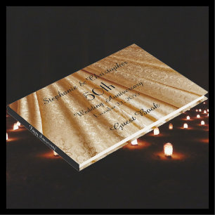 Livre D'or 50e anniversaire de la fête Tissu d'or trempé