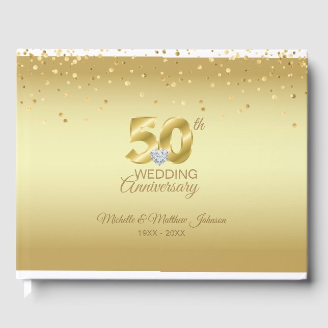 Livre D'or 50e anniversaire de Mariage d'or personnalisé (Recto)