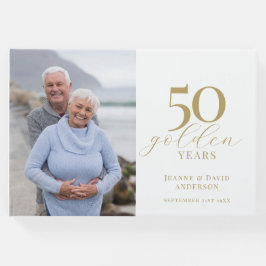 Livre D'or 50e anniversaire de Mariage Élégant 50 ans d'or