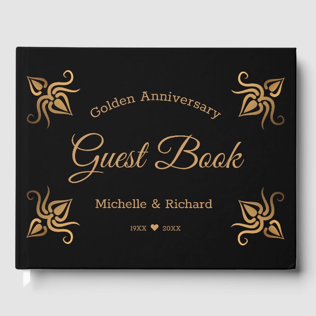 Livre D'or 50e anniversaire du Mariage noir et or (Recto)