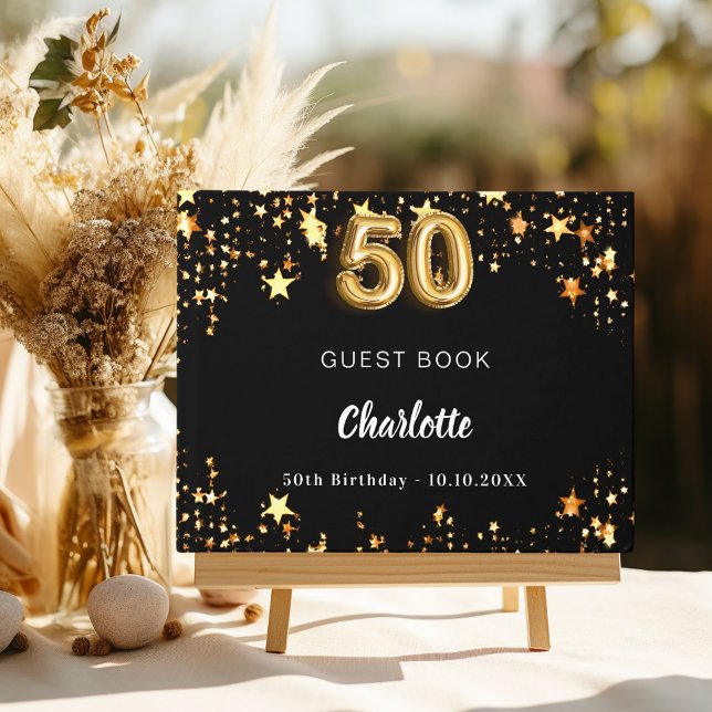 Livre D'or 50e anniversaire étoiles d'or noir (Créateur téléchargé)