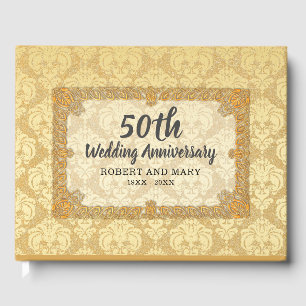 Livre D'or 50e anniversaire Mariage or Damas personnalisé