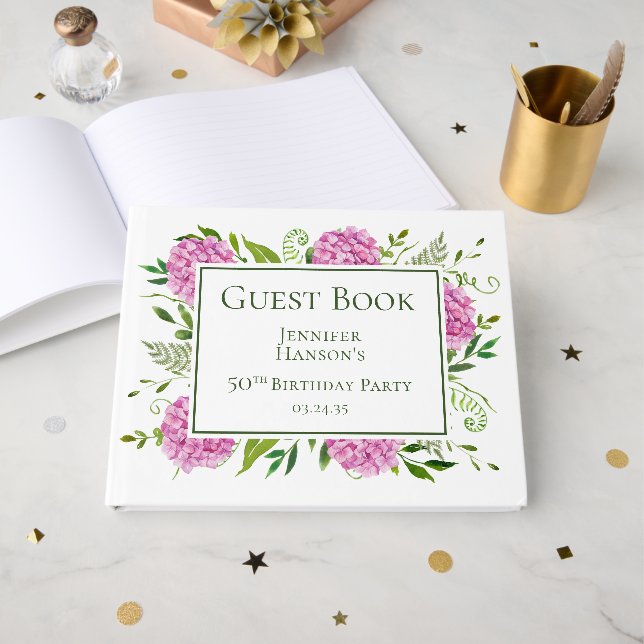 Livre D'or 50e anniversaire Pink Hydrangeas (Recto ouvert)