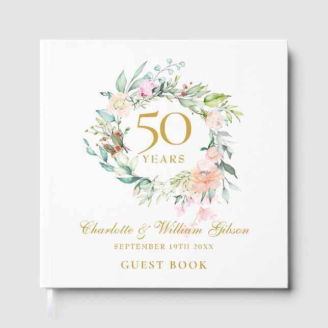 Livre D'or 50th Golden Wedding Anniversary Floral Garland (Recto)